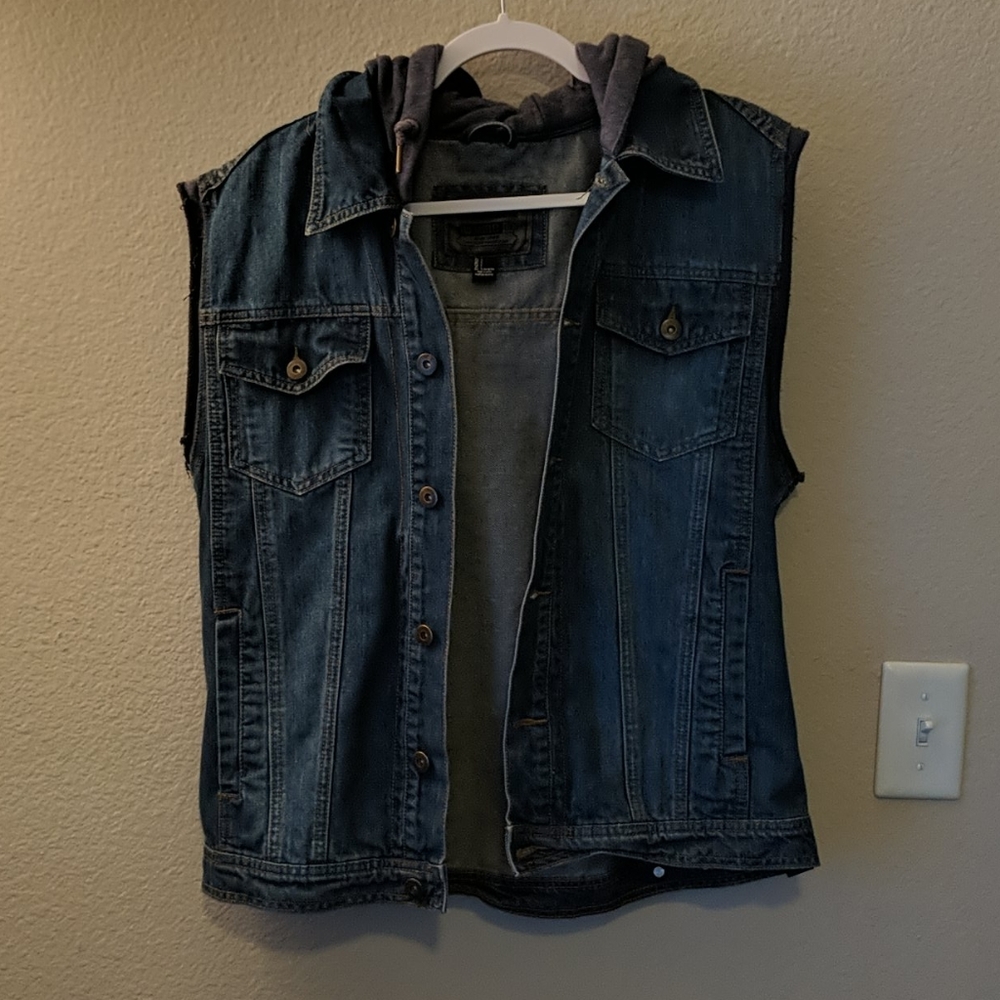 Men’s Denim Hoodie Sleeveless vest jacket